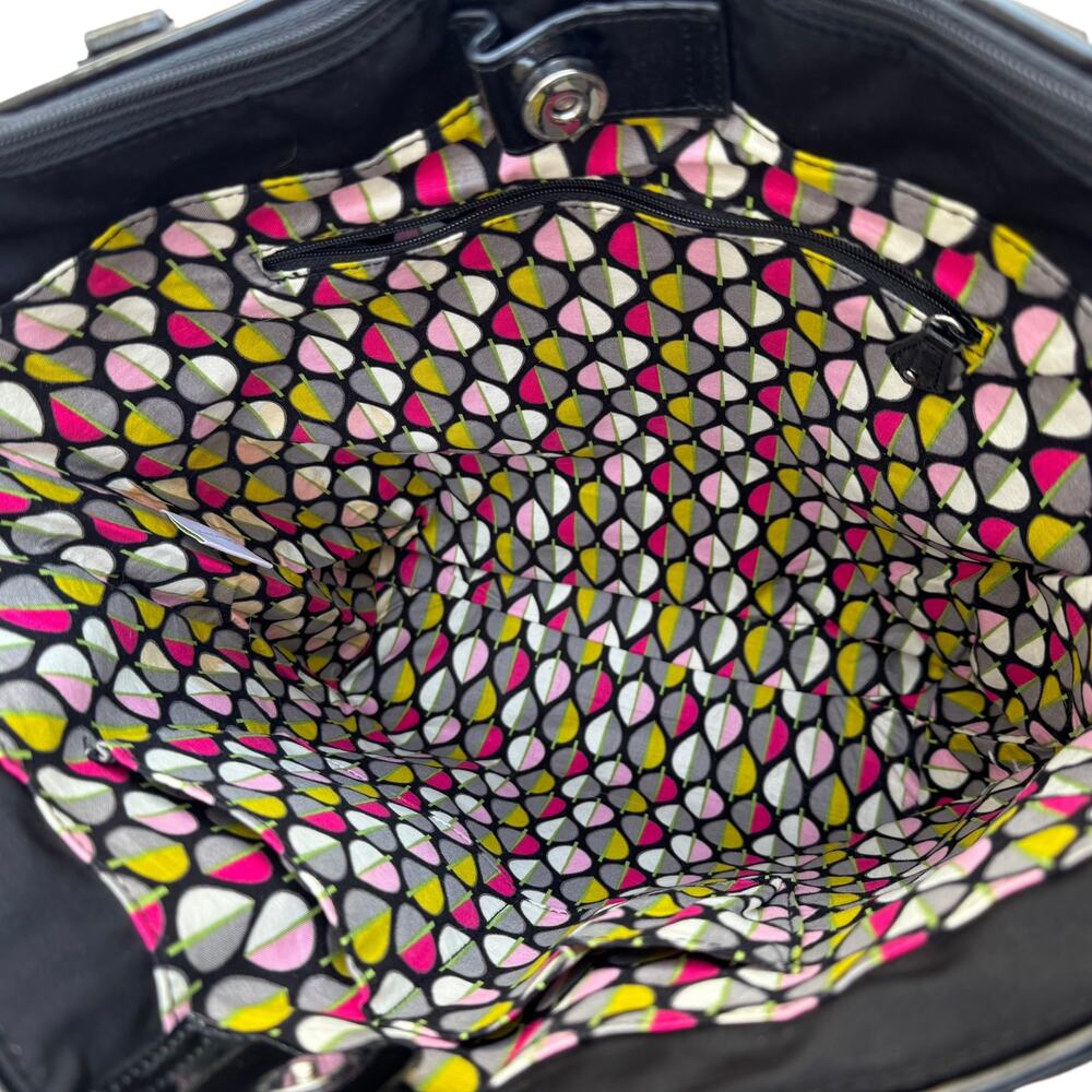 Vera Bradley Large Black Quilted Commuter Tote Bag Travel Work Purse - Picture 14 of 15